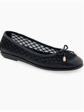 Aerosoles Women's Palma Bow Flats, Black, Size 7, NWT no box